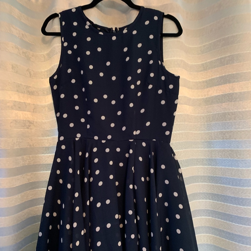 Maison Jules Navy Polka Dot Dress